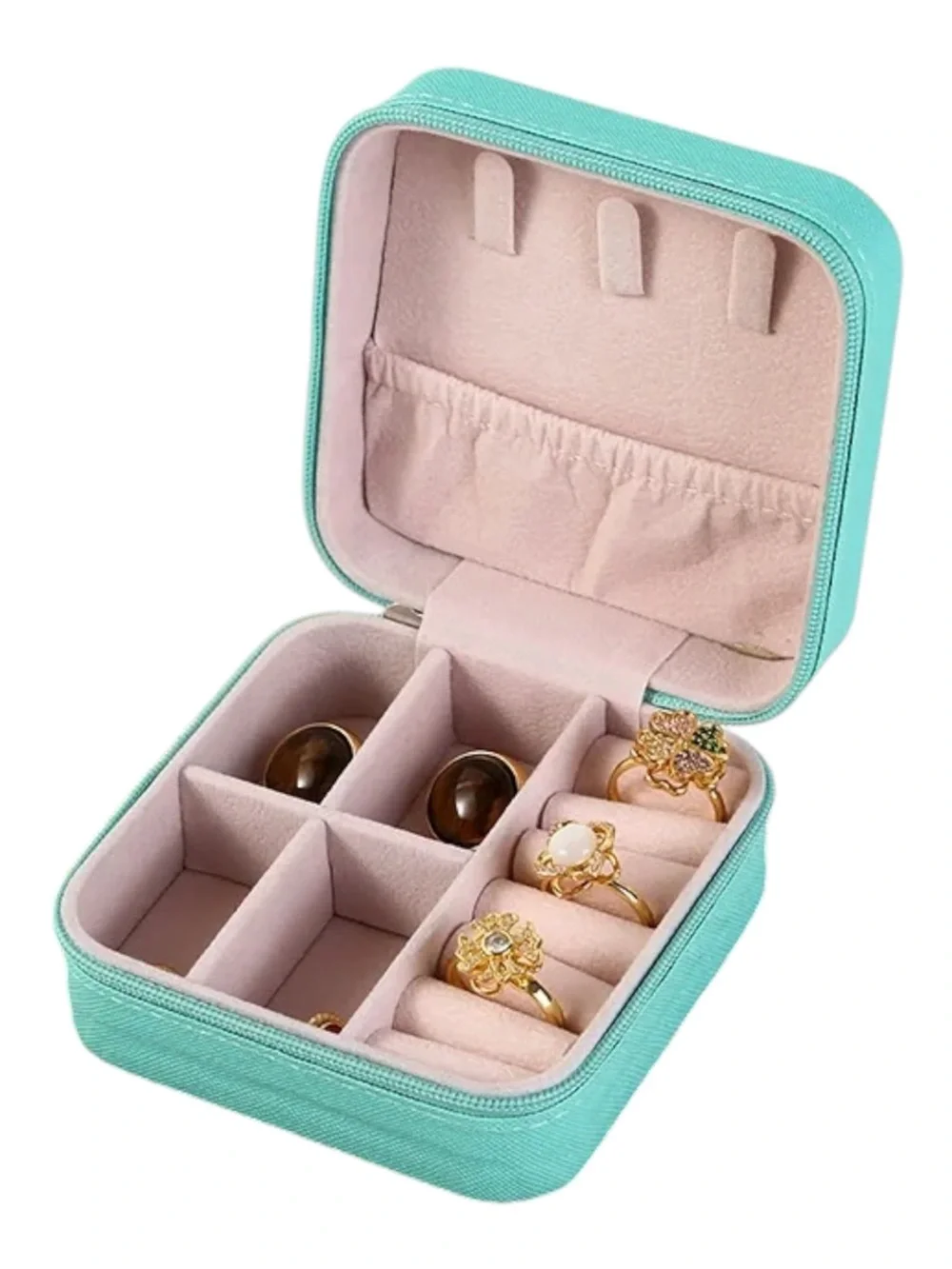 Travel Jewelry Case Organizer Faux PU Leather for Ring Earring Necklace Storage